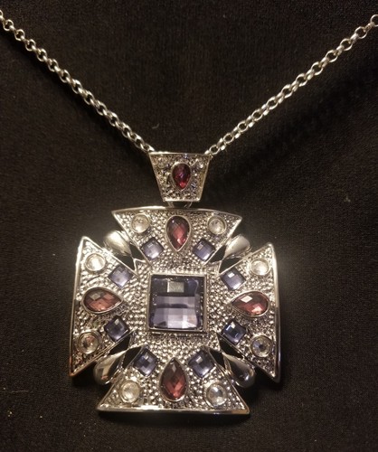 Maltese cross necklace - cross, silver