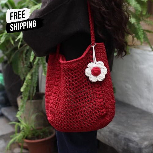 Handmade crochet mesh maroon - crochet,
