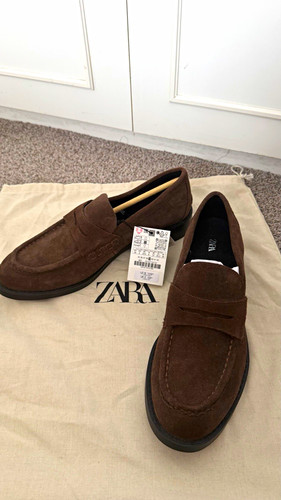 Zara women brown suede - suede, penny