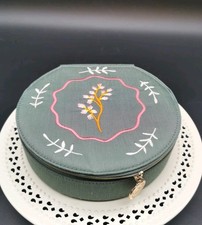 Green Floral Embroidered Zip