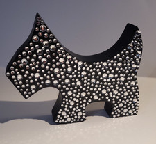 Scottie Dog Rhinestone  - Black Wood Shelf Ornament -  West Highland Terrier