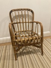 Bamboo Wicker Rattan Child's Chair Doll Beige Teddy