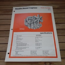 Detroit Diesel Engines Truck Models Typical 6-71 240 hp Specifications Sheet