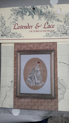 Lavender and lace cross stitch - cross,