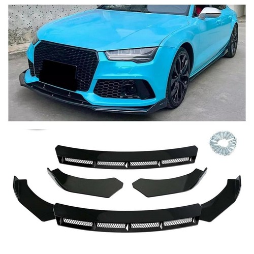 Glossy black front bumper lip - black,