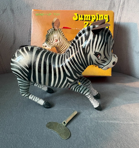 Tin toy jumping zebra - tin, litho