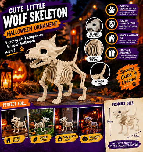 Cute wolf skeleton halloween - cute,