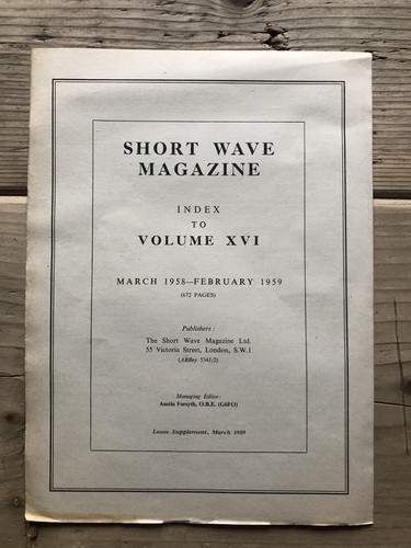 The short wave magazine - short, index