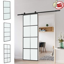 Sliding Barn Glass Door Set Room Divider Single Interior Door Track Hardware UK