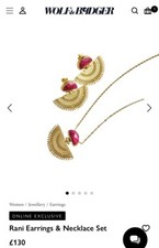 Wolf&Badger Rani Ruby Gemstone gold tone Stud Drop Earrings  only earrings