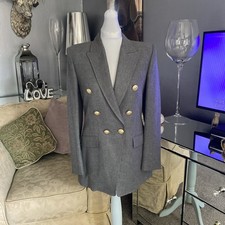 Zara Womens Grey Fitted Jacket Double Breasted Size S BNWT