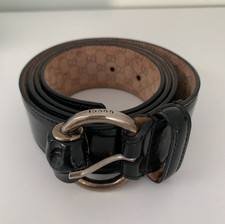 Vintage Gucci Black Patent Leather Belt Size 95/38"