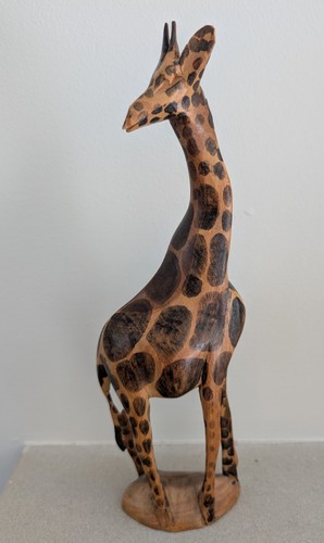 Hand carved wooden giraffe - carved,