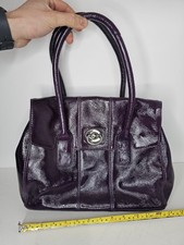 Tula Purple Patent Leather Handbag – Medium/Large – Turn Lock – Elegant Tote NEW