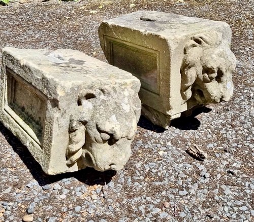 Pair antique carved - pair, lion