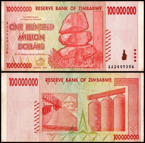 Zimbabwe 100 million dollars - 100,