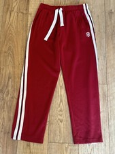 HILFIGER SPORT TH HERITAGE RED STRAIGHT LEG STUD CUFF TRACKSUIT BOTTOMS (SMALL)