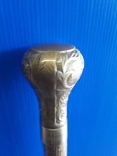 WALKING STICK/CANE 186 OLD BRASS HANDLE VICT0RIAN STYLE 100cm RUST HAZEL STICK