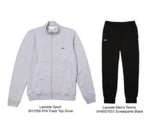 Lacoste Men's Track Top Jacket & Track Sweatpants Joggers Silver/Black UK S-2XL
