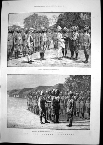 Antique old print burmah - old,