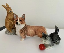 Welsh Corgi Dog Cat Hare Quality Animals Ornaments Cute Display Home Vintage