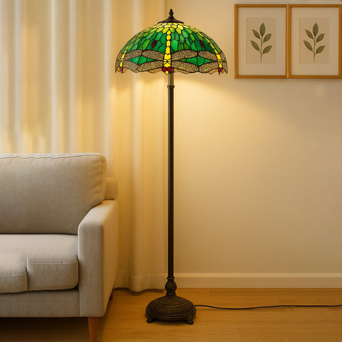 Green tiffany floor lamp - green, 16