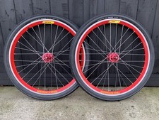 Velocity MountainHigh 26” Red Fixie Wheelset Tensile Hubs Schwalbe CityJet Tyres