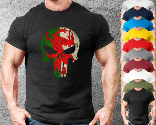 Wales skull gym shirt mens - wales,