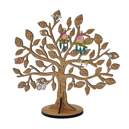 Wooden tree earring holder - wooden,