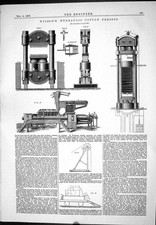 Antique Old Print 1877 Wilson Hydraulic Cotton Presses Machinery Instruments