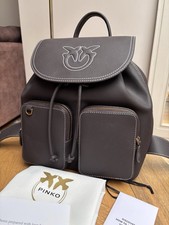 Pinko Brown Multi-pocket backpack in tumbled leather