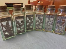 Lot Of 6 Glass Spice Herb Jars