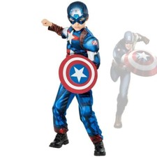 Boys Captain America Costume Marvel Avengers Child Superhero Fancy Dress Outfit