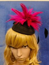 Pink black feather flower felt