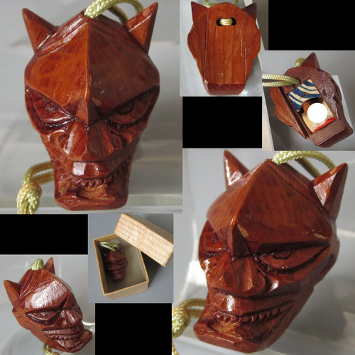 Wooden hannya netsuke with - netsuke,