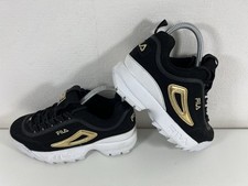 FILA Disruptor II Black & Gold Chunky Trainers Wedge Platform Sneakers UK4