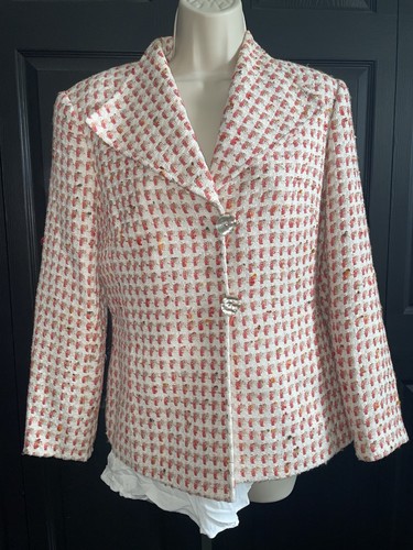 Linton tweed jacket coral - sz, 8