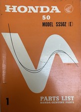 HONDA MODEL SS50Z 50cc GENUINE PARTS MANUAL 1969