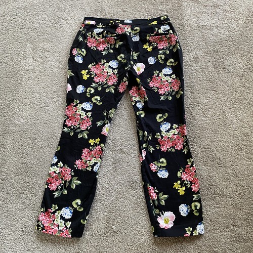 Black floral straight leg
