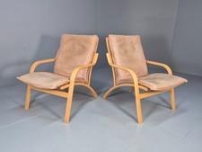2 Stouby Tan Leather Bentwood Lounge Chairs 1980s Danish Design  EB9303 MBEN