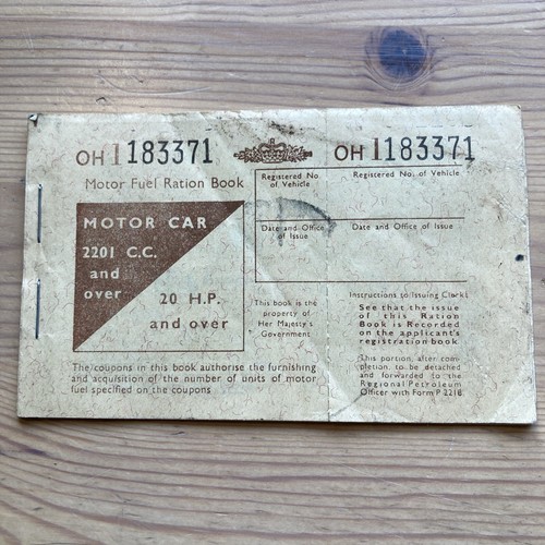 Vintage motor car fuel ration - vintage,