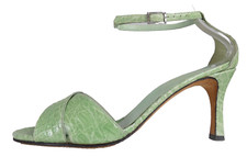 Alligator Crocodile Vintage Sandals Heels Shoes Exotic Leather Green UK 6