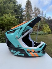 100% Aircraft Carbon MIPS Full Face MTB Helmet – Size Large – Turquoise/Orange