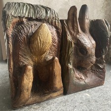 Arts & Crafts Carved Bookends