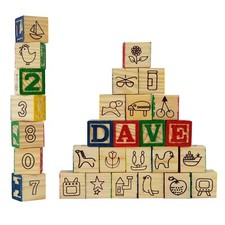 Wooden ABC 123 Building Blocks Kids Alphabet Letters Numbers Bricks Toy Set