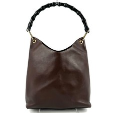 Vintage GUCCI Bamboo Hand Bag Leather Auth From Japan