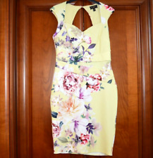 £75 LIPSY SIZE 6 YELLOW SASHA FLORAL DRESS CHRISTMAS WEDDING PARTY COCKTAIL CLUB