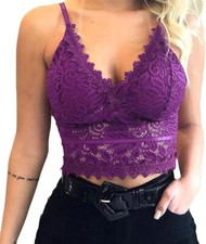 Womens Lace Floral Bralette Bralet Bra Bustier Crop Top Cami Tank Vest Camisole