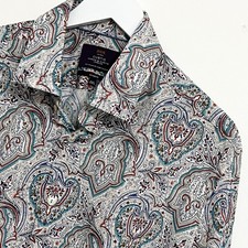Hawes & Curtis Shirt Mens 2XL XXL Brandon Paisley Blue Red Long Sleeve