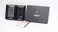 ZIPPO Set Boxed Matt black & brushed Steel Silver New Inserts Unstruck Lighter 